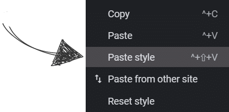 Elementor Right Click Menu with Paste Style Selected